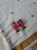 Cotton stud earrings in Red/Black/White _ Boho-chic _ party wear _ trendy